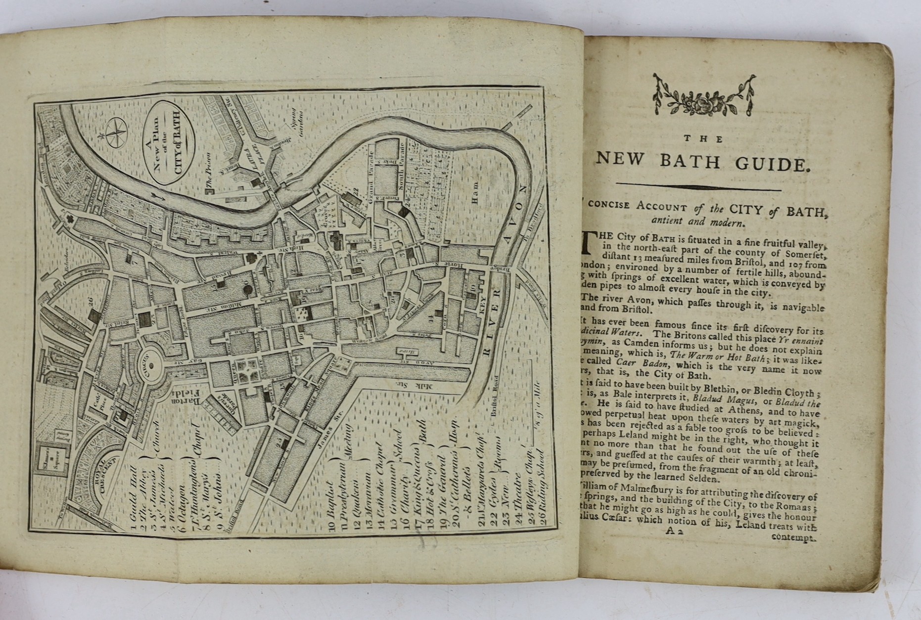 SOMERSET, BATH: (Anstey, Christopher) The New Bath Guide: or Memoirs of the B.N.R.D. Family. In a series of political epistles ... pictorial engraved title and 11 plates; old paperboards with later panelled calf spine, s